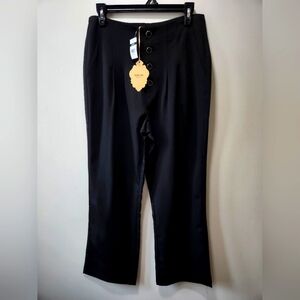 Women's Black Button-Up Wide Leg Business Casual Pants BNWT